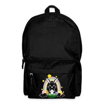 Easter Bunny Bunny with Rainbow and Easter Eggs - Backpack - black - Front