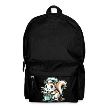 Cute cartoon squirrel cooking spaghetti - Backpack - black - Front