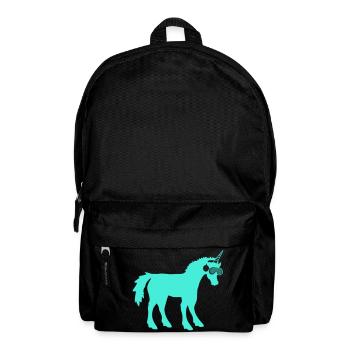 Cooles Cyan DJ Einhorn Fabelwesen Party Club Musik - Rucksack - Schwarz - Vorne