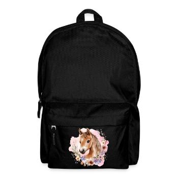 Cheval Fleurs Cheval Fille Poney Mignon Mignon - Sac à dos - noir - Devant