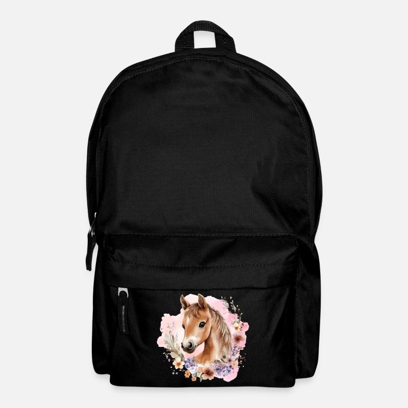 Pferd Blumen Pferdemädchen Pony Süß Niedlich - Rucksack - Schwarz