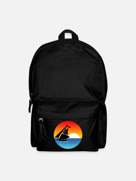 Boot und Sonnenuntergang - Rucksack - Schwarz