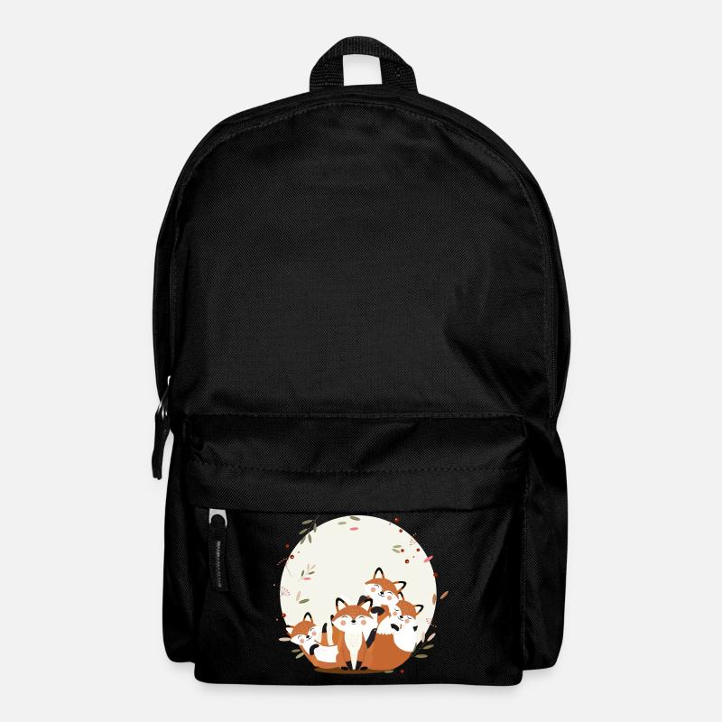 Fröhliche Fuchsfamilie–Harmonisches Waldtierdesign - Rucksack - Schwarz