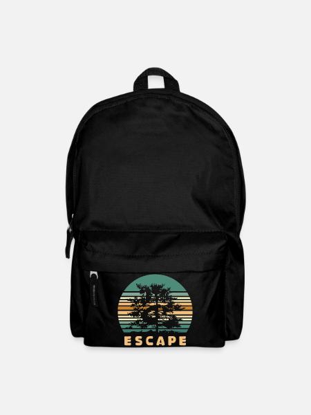 Escape Wald Design – Retro Natur Adventure Logo - Rucksack - Schwarz