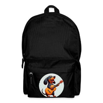 Cheerful Dog with Guitar Dachshund - Backpack - black - Front