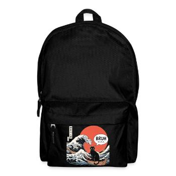 Bruh Cat Japanese Wave Aesthetic - Backpack - black - Front