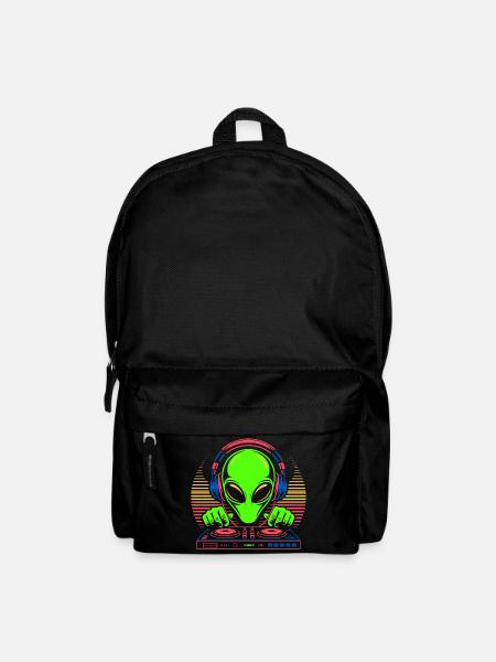 DJ extraterrestre avec casque et platine vinyle - Sac à dos - noir