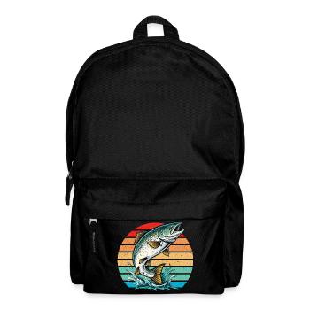 Lachs Angeln Atlantischer Lachs Fischen Angler - Rucksack - Schwarz - Vorne