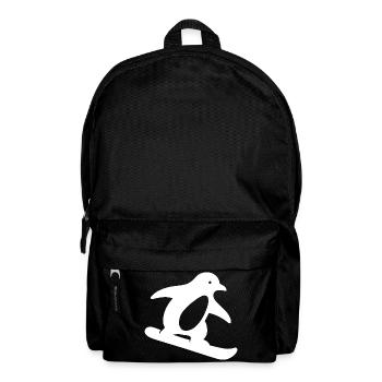 Minimalist Penguin Snowboard Winter Getaway - Backpack - black - Front