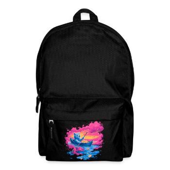 Neonbär im pinken Sonnenuntergangskanu - Rucksack - Schwarz - Vorne