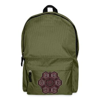 Sacred Geometry Mandala Goa Trance Festival Wear - Rucksack - Olivgrün - Vorne