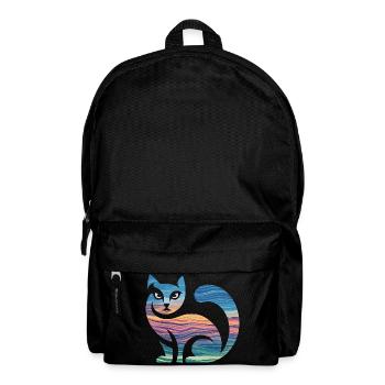  Bunte Katze Silhouette Mit Sonnenuntergang Und - Rucksack - Schwarz - Vorne