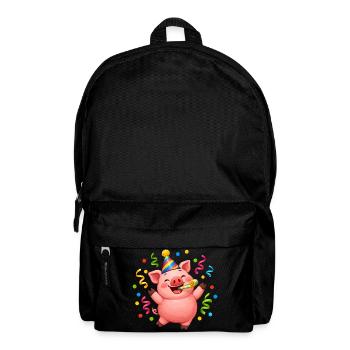 Schwein Party machen Karneval Fasching Silvester - Rucksack - Schwarz - Vorne