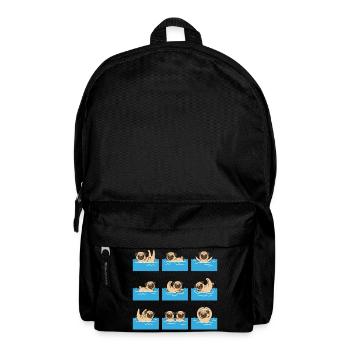 Schwimmender Mops Cartoon Für Hundefans - Rucksack - Schwarz - Vorne