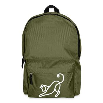 Minimalistische Katze - Rucksack - Olivgrün - Vorne