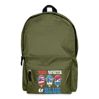 Rot, Weiß, Blau, Patriotischer Vierter Juli - Rucksack - Olivgrün - Vorne