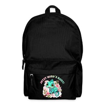 Maintenant, ça devient coloré - Un mignon caméléon aquarelle - Sac à dos - noir - Devant