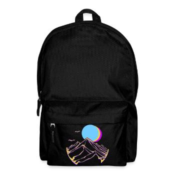 Montagnes néon, Lune, Soleil, Sommets géométriques - Sac à dos - noir - Devant