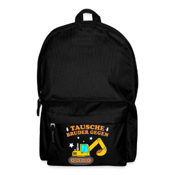 Tausche Bruder Gegen Bagger Kindershirt Mit Bagger - Rucksack - Schwarz - Vorne