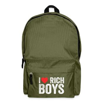 I Love Rich Boys Tees I Heart Rich Boys Funny - Backpack - olive green - Front