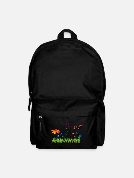 bunte Blumenwiese - Rucksack - Schwarz