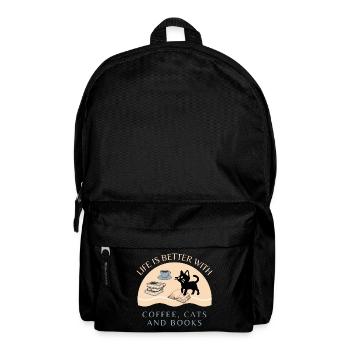 Coffee, Cats and Books - Rucksack - Schwarz - Vorne