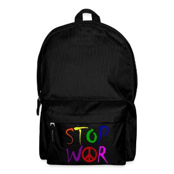 STOP WAR with Peace Sign Peace Symbol – NO WAR - Backpack - black - Front