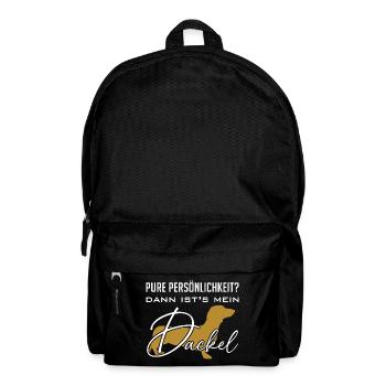 Pure Persönlichkeit und Intelligenz - mein Dackel - Rucksack - Schwarz - Vorne
