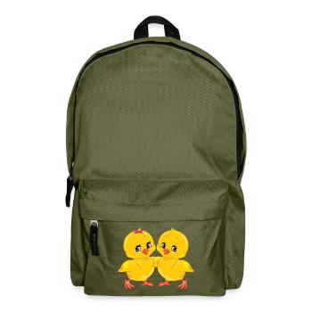 Two cute smiling chicks - Backpack - olive green - Front