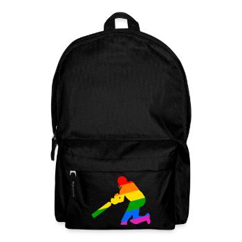 Cricket Spieler mit Regenbogen Geschenkidee - Rucksack - Schwarz - Vorne
