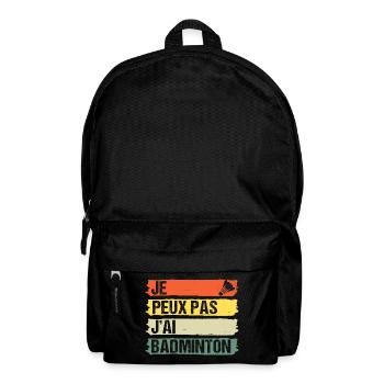 Je peux pas j' ai badminton cadeau badiste vintage - Sac à dos - noir - Devant