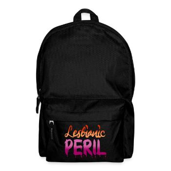 Lesbianic PERIL - lesbian pride flag colours LGBTQ - Backpack - black - Front