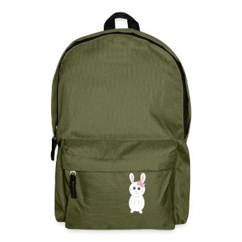 Rabbitette cute white rabbit - Backpack - olive green - Front