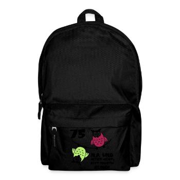 75. Geburtstag - Eulen "na und" - Rucksack - Schwarz - Vorne