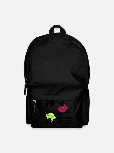 75. Geburtstag - Eulen "na und" - Rucksack - Schwarz