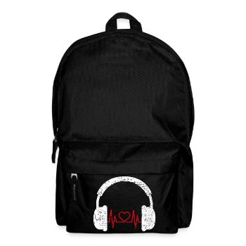 Headphones Heartbeat DJ Music Gift Shirt - Backpack - black - Front