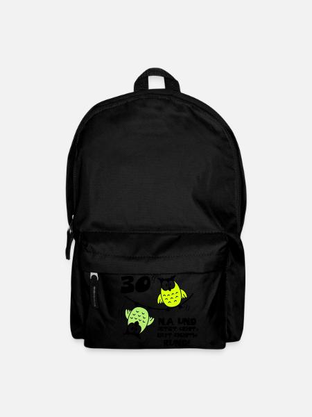 30 anniversaire, hibou sur le câble, rond - Sac à dos - noir