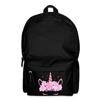 Unicorn Face - unicorn face with flower wreath - Backpack - black - Front