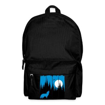 Wolf vor Mond/Sonne Waldbewohner Waldtier Geschenk - Rucksack - Schwarz - Vorne