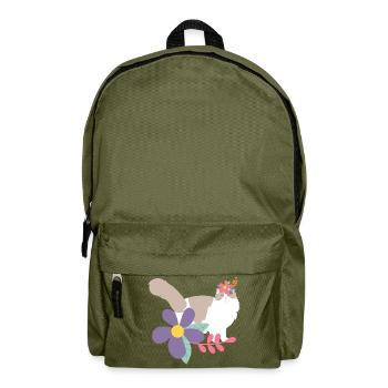 Ragdoll Cat and Flower Crown - Backpack - olive green - Front