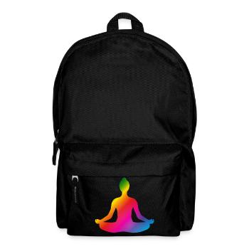strahlend bunte Yoga Position Silhouette - Rucksack - Schwarz - Vorne