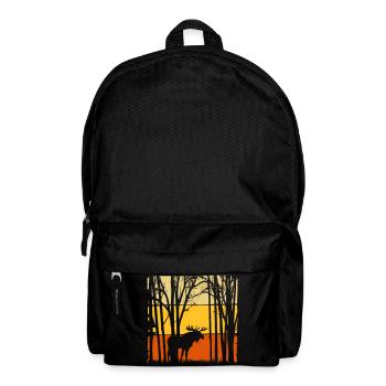 Sunset with moose in the forest nature - Backpack - black - Front