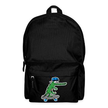 Crocodile avec skateboard et casquette - Sac à dos - noir - Devant