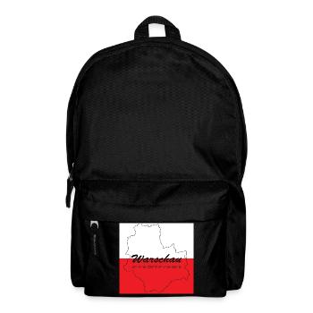 Warschau - Hauptstadt mit GPS-Koordinaten & Flagge - Rucksack - Schwarz - Vorne