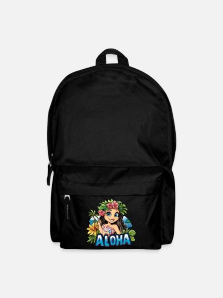 Hawaï Aloha Femme Fleurs Palmiers Plage Mer Île - Sac à dos - noir