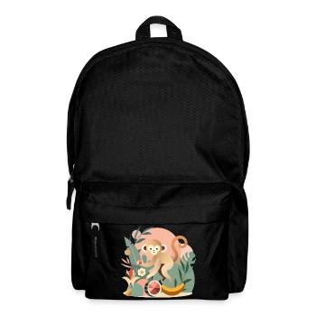 Playful monkey with tropical fruits - Backpack - black - Front