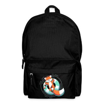 Entspannter Fuchs im Pool – Sommer & Leichtigkeit - Rucksack - Schwarz - Vorne