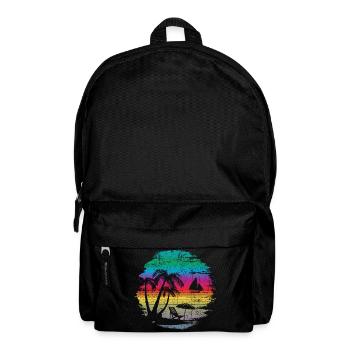 Conception de silhouette de coucher de soleil tropical - Sac à dos - noir - Devant