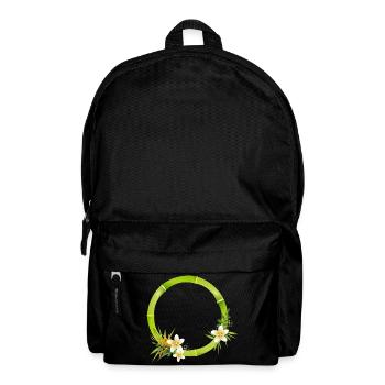 Bamboo frame with tropical leaves & flowers - Backpack - black - Front