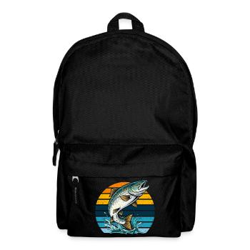 Lachs Angeln Fischen Angler Retro Vintage Natur - Rucksack - Schwarz - Vorne